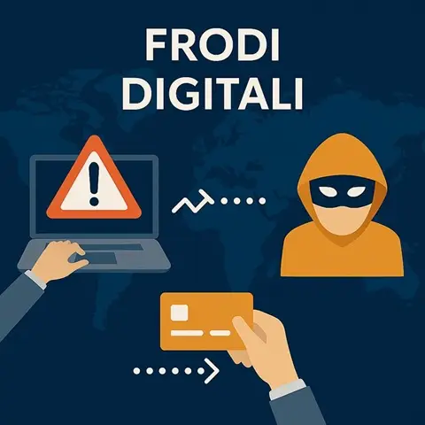 Illustrazione che simboleggia la protezione dalle frodi digitali e dalle truffe online.